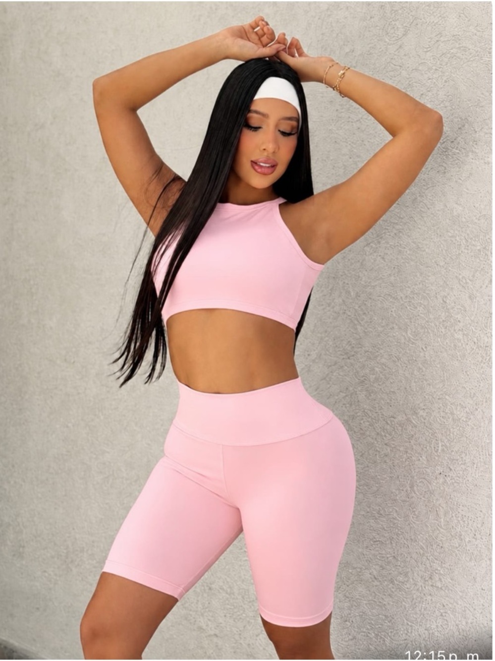 High-Waist Pink Women's Cycling Shorts